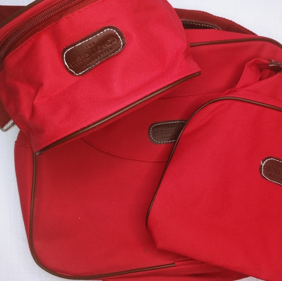 Catherine Kelley hand bags lot of three different sizes travel red - Picture 1 of 15